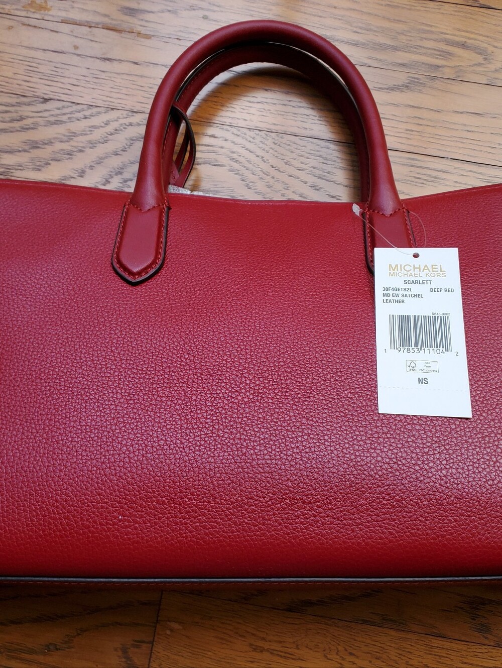 Michael Kors Scarlett Medium Leather Satchel Tote Crossbody Burgandy Red BNWT - Picture 9 of 10